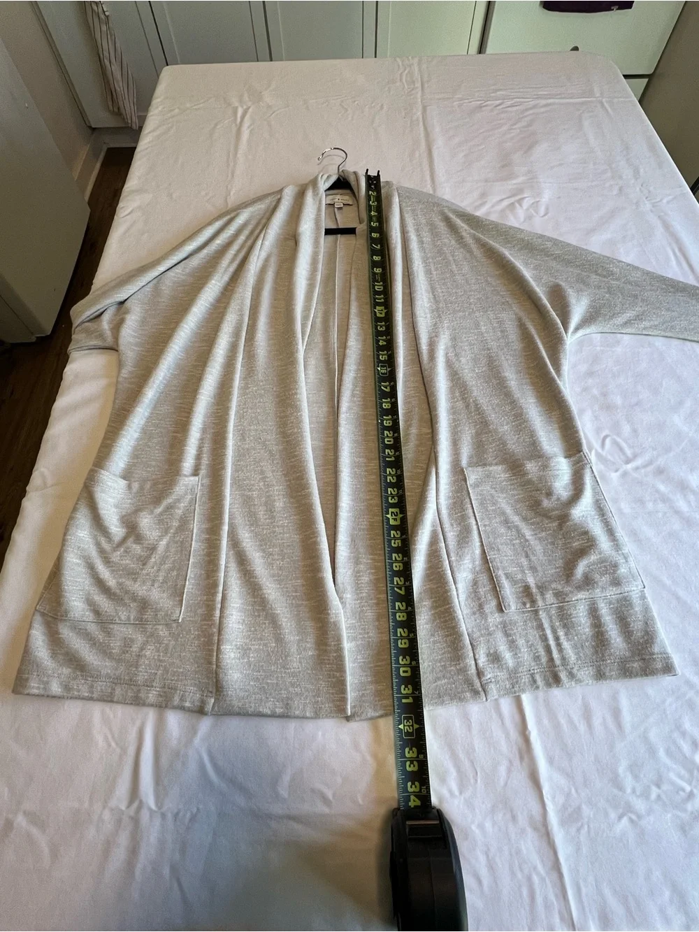 Lucky Brand Open-Front Light Gray Cardigan Sweater Sz L